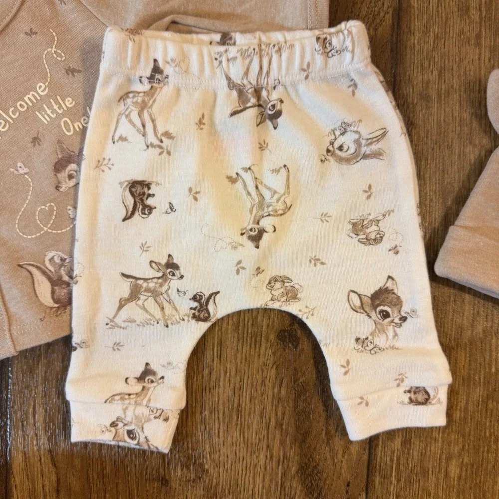Disney Baby Bambi Bundle Preemie Outfit Hat Welcome Little One Gender Neutral